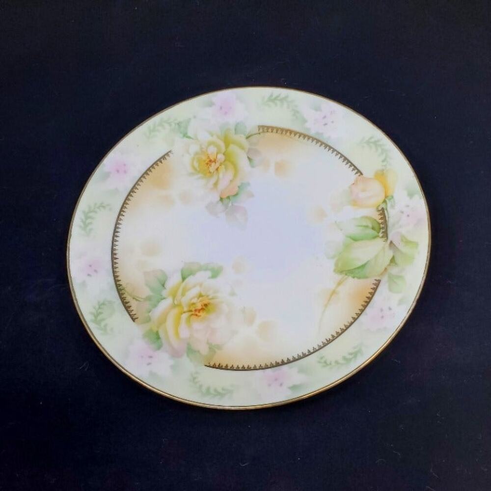Vintage Erdmann Schlegelmilch Yellow Rose Design Salad Plate 8.5" Suhl, Prussia